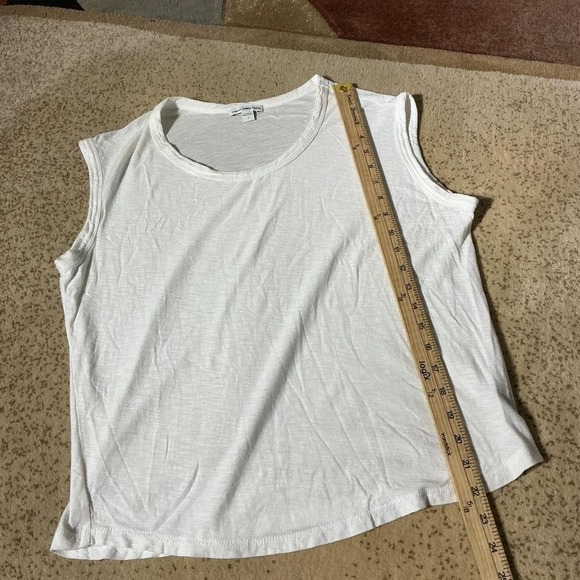 James Perse White Cotton Modal Slub Muscle Tank Top WSVH3612CU Size 1 - Picture 2 of 6